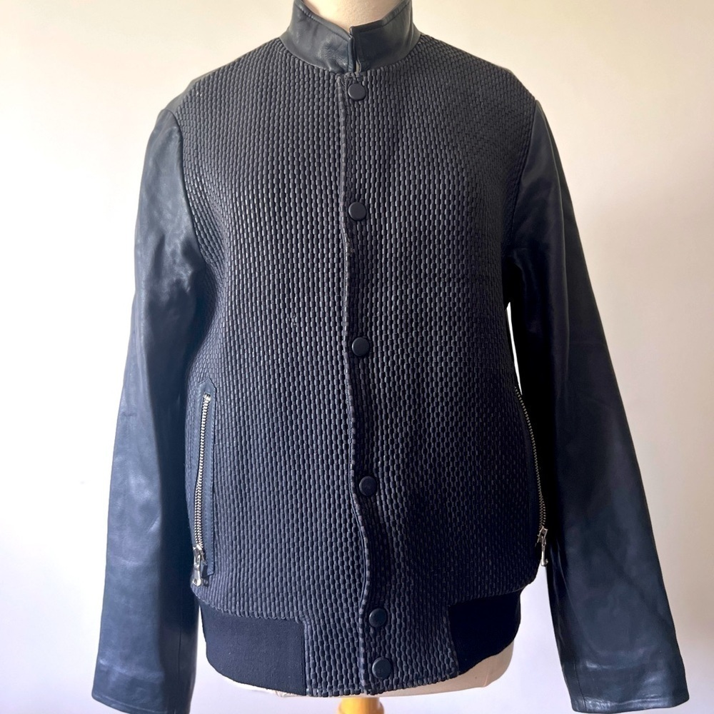 Reiss Cameron style leather jacket navy blue size xxl